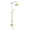 Trafalgar Brushed Brass Dual Exposed Shower Valve with Rigid Riser Kit, 200mm Round Apron Head, Handshower & Diverter