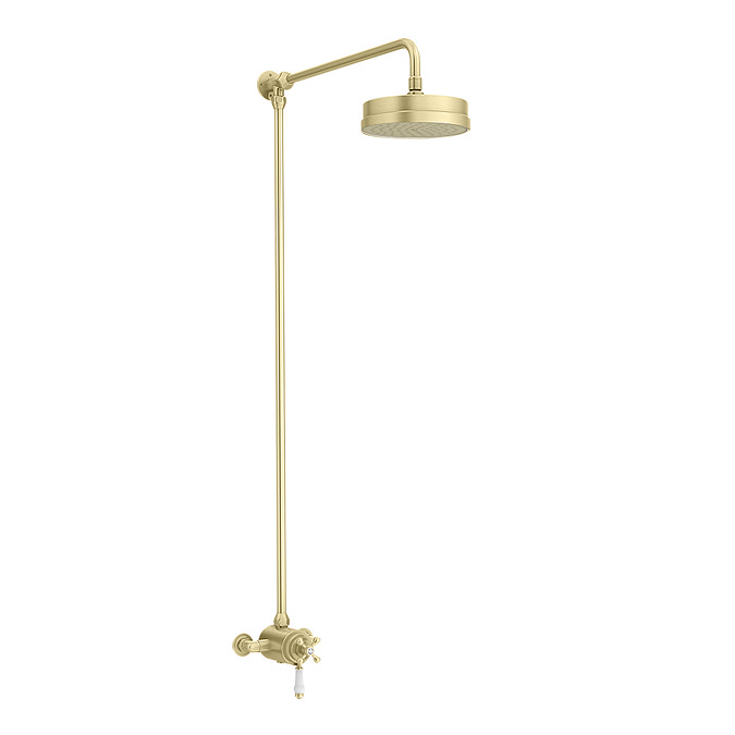 Trafalgar Brushed Brass Traditional Dual Exposed Thermostatic Valve with Rigid Riser Kit