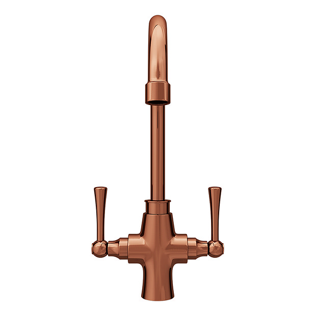 Bower Brushed Copper Dual Lever Kitchen Mixer Tap Victorian Plumbing UK