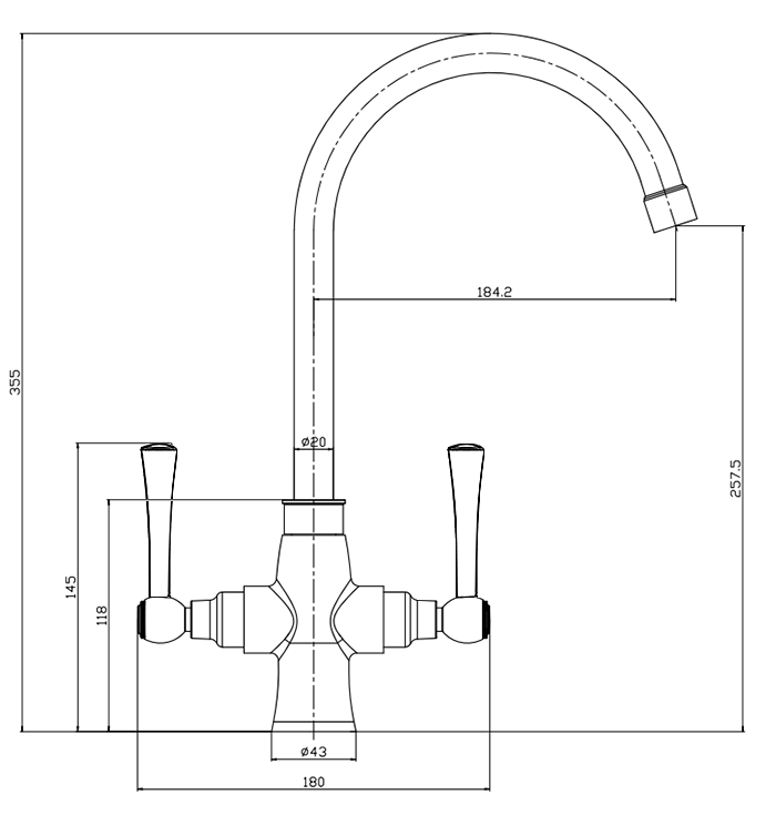 Bower Trafalgar Dual Lever Kitchen Mixer Tap - Brushed Copper