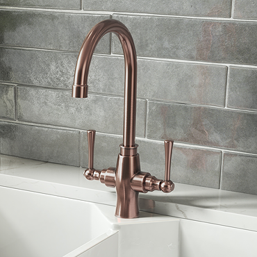 Bower Trafalgar Dual Lever Kitchen Mixer Tap - Antique Copper