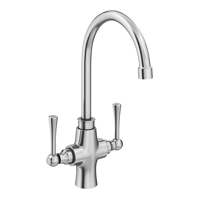 Trafalgar Brushed Nickel Dual Lever Kitchen Mixer Tap  Profile Large Image