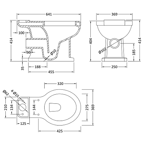 Trafalgar Close Coupled Toilet with Brushed Brass Flush - Excludes Seat