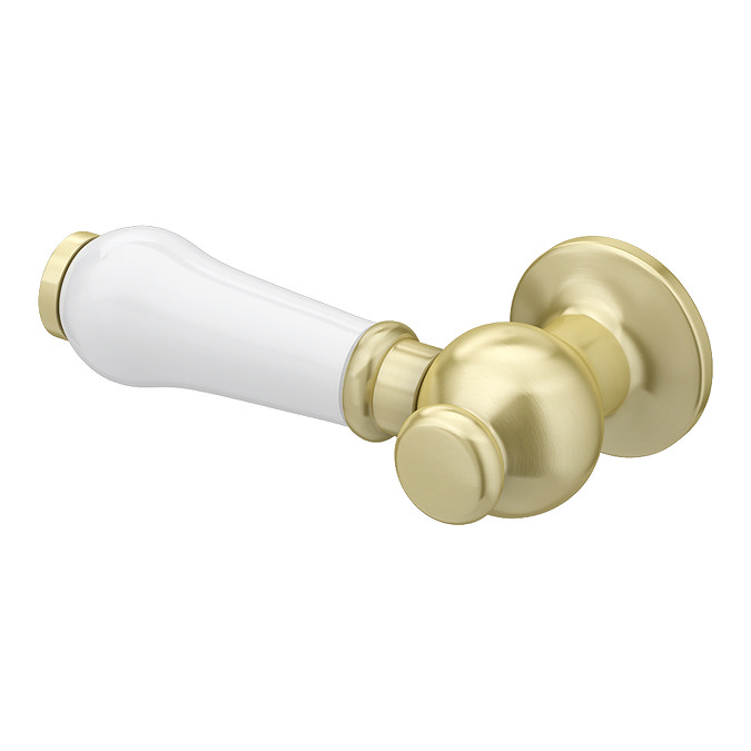 Trafalgar Close Coupled Toilet with Brushed Brass Flush + Soft Close Seat – Traditional Ceramic WC