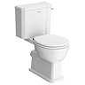 Trafalgar Close Coupled Traditional Toilet – White Ceramic WC with Brushed Brass Flush & Soft Close Seat