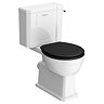Trafalgar Close Coupled Traditional Toilet - White Ceramic WC with Antique Brass Flush & Soft Close Seat