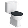 Trafalgar Close Coupled Traditional Toilet – White Ceramic WC with Antique Brass Flush & Soft Close Seat