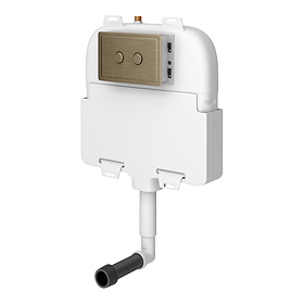 Trafalgar Compact Concealed Dual Flush Cistern with Antique Brass 2-Button Flush Plate