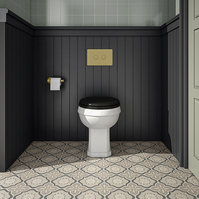 Trafalgar Compact Concealed Dual Flush Cistern with Brushed Brass 2-Button Flush Plate