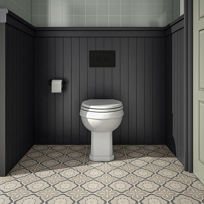 Trafalgar Compact Concealed Dual Flush Cistern with Matt Black 2-Button Flush Plate