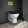 Trafalgar Compact Wall‑Hung Toilet Frame – Top/Front Flush with Dual‑Flush Cistern & Antique Brass 2‑Button Plate