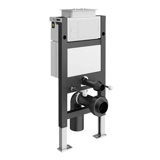 Trafalgar Compact Wall‑Hung Toilet Frame – Top/Front Flush with Dual‑Flush Cistern & Chrome 2‑Button Plate
