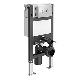 Trafalgar Compact Wall‑Hung Toilet Frame – Top/Front Flush with Dual‑Flush Cistern & Chrome 2‑Button Plate