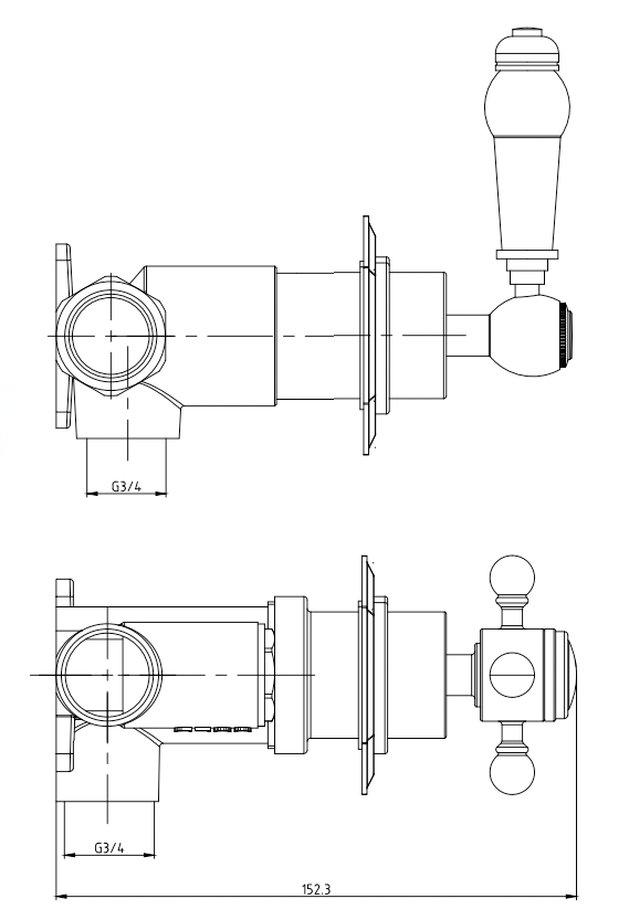 Trafalgar Concealed Individual Diverter + Thermostatic Control Shower Valve