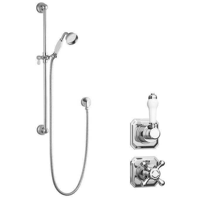 Trafalgar Concealed Individual Stop Tap + Thermostatic Control Valve with with Slider Rail Kit Large