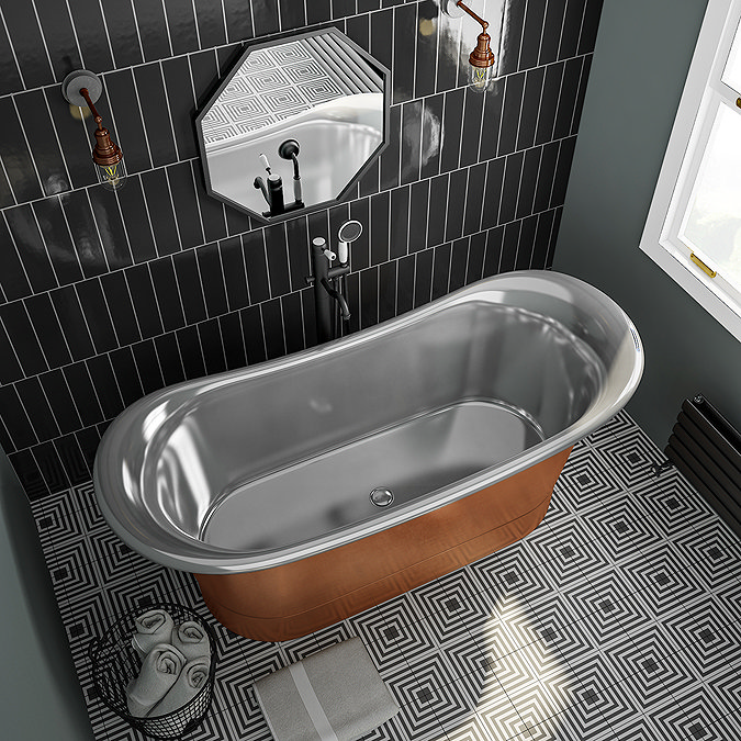 Trafalgar Copper 1700 x 710mm Double Ended Slipper Roll Top Bath Tub (Nickel Inside)