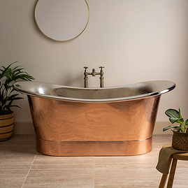 Trafalgar Copper 1700 x 710mm Double Ended Slipper Roll Top Bath Tub (Nickel Inside)