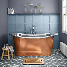 Trafalgar Copper 1700 x 710mm Double Ended Slipper Roll Top Bath Tub (Nickel Inside) Large Image