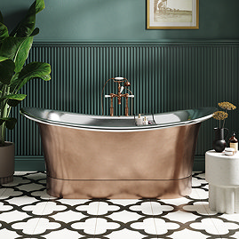 Trafalgar Copper 1700 x 710mm Double Ended Slipper Roll Top Bath Tub (Nickel Inside)