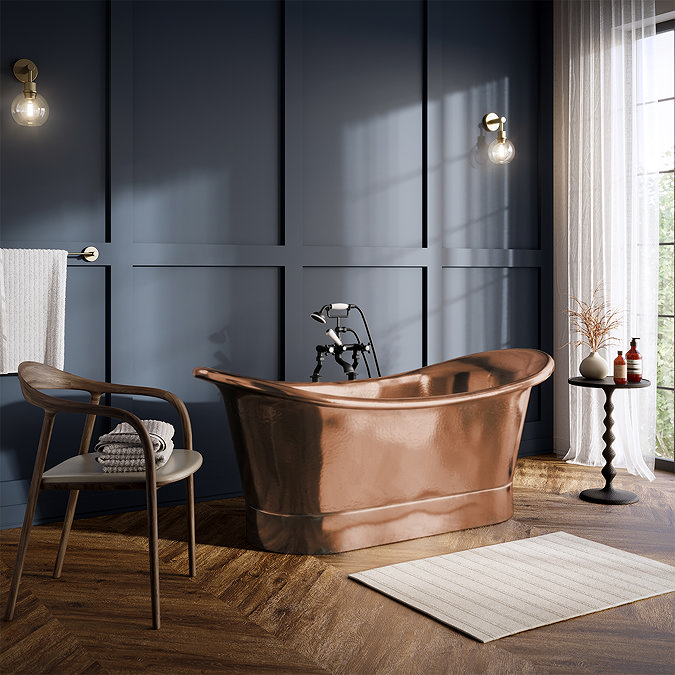Trafalgar Copper 1700 x 710mm Double Ended Slipper Roll Top Bath Tub