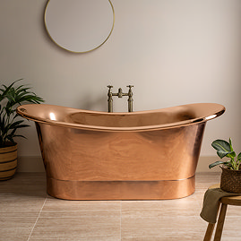 Trafalgar Copper 1700 x 710mm Double Ended Slipper Roll Top Bath Tub