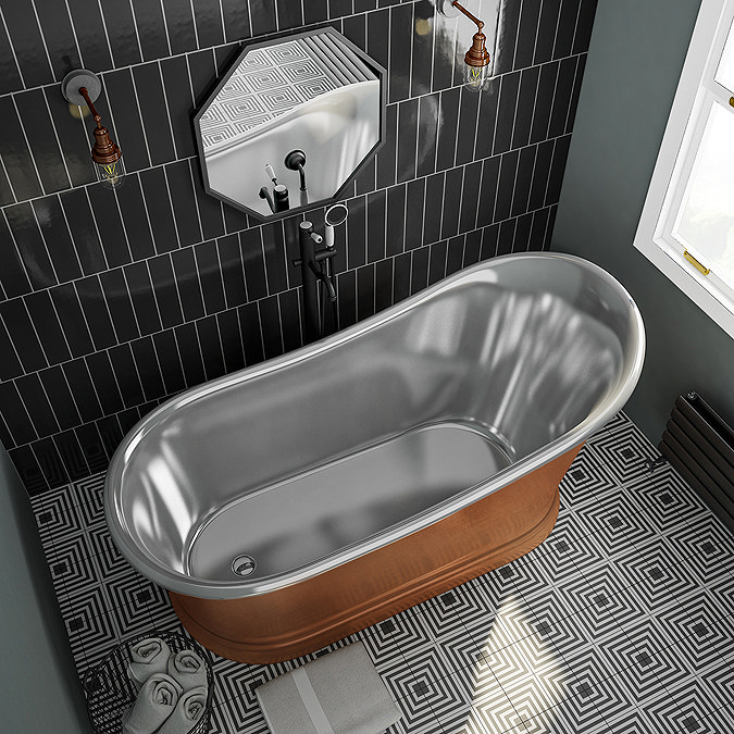 Trafalgar Copper 1700 x 787mm Slipper Roll Top Bath Tub (Nickel Inside)