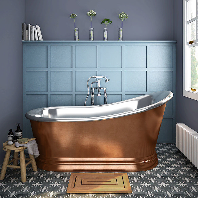 Trafalgar Copper 1700 x 787mm Slipper Roll Top Bath Tub (Nickel Inside) Large Image