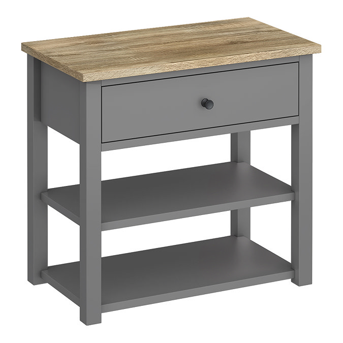 Trafalgar Countertop Basin Unit - Grey incl. Matt Black Handle - 840mm with Curved Square Basin Pro