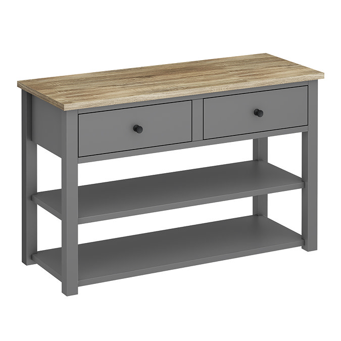 Trafalgar Countertop Basin Unit - Grey incl. Matt Black Handles - 1240mm with 2 x Curved Square Basins Profile Large Image