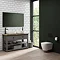Trafalgar Countertop Basin Unit - Grey incl. Matt Black Handles - 1240mm with 2 x Curved Square Basins In Bathroom Large Image