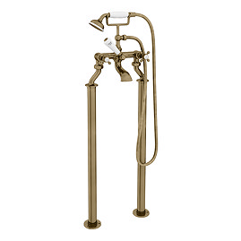 Trafalgar Crosshead Freestanding Bath Shower Mixer & Shower Kit Antique Brass