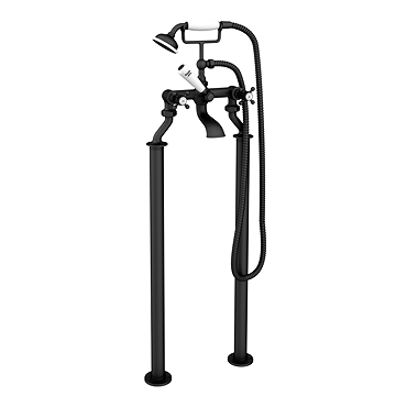 Trafalgar Crosshead Freestanding Bath Shower Mixer & Shower Kit Matt Black