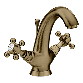 Trafalgar Crosshead Mono Basin Mixer Tap & Pop-Up Waste Antique Brass