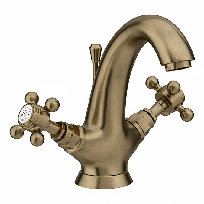 Trafalgar Crosshead Mono Basin Mixer Tap & Pop-Up Waste Antique Brass