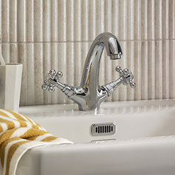 Trafalgar Crosshead Mono Basin Mixer Tap & Pop-Up Waste Chrome
