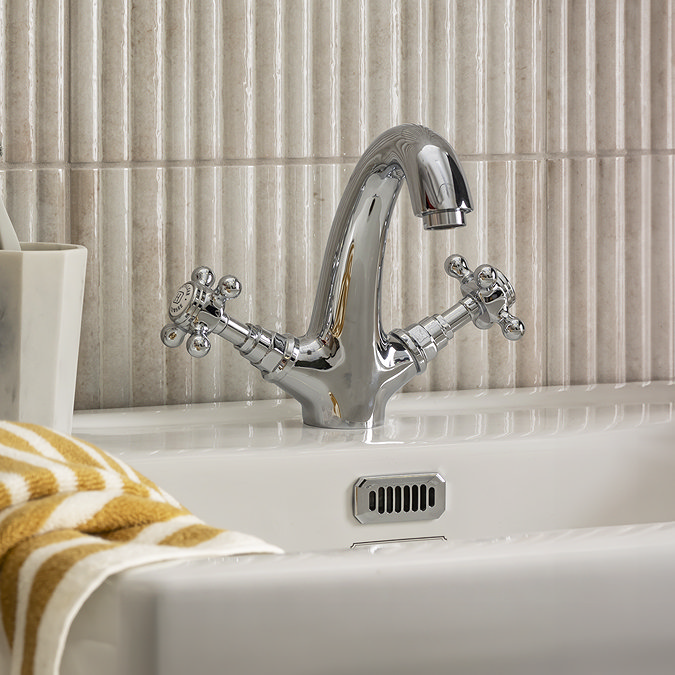 Trafalgar Crosshead Mono Basin Mixer Tap & Pop-Up Waste Chrome