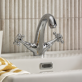 Trafalgar Crosshead Mono Basin Mixer Tap & Pop-Up Waste Chrome
