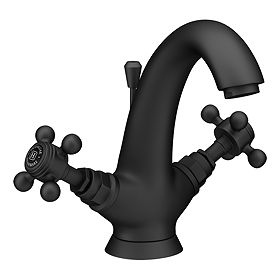 Trafalgar Crosshead Mono Basin Mixer Tap & Pop-Up Waste Matt Black & Black Indices