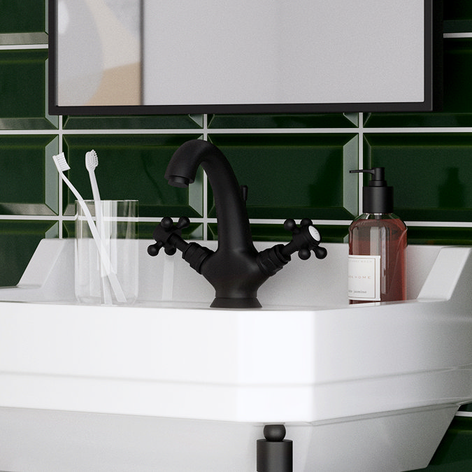 Trafalgar Crosshead Mono Basin Mixer Tap & Pop-Up Waste Matt Black