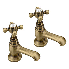 Trafalgar Crosshead Pillar Basin Taps (Pair) Antique Brass