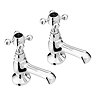 Trafalgar Crosshead Pillar Basin Taps (Pair) Chrome & Black