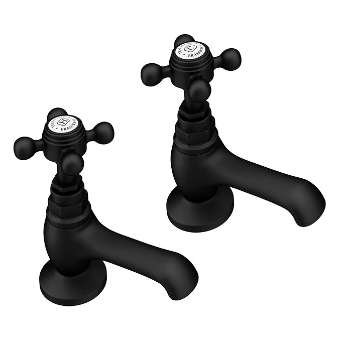 Trafalgar Crosshead Pillar Basin Taps (Pair) Matt Black