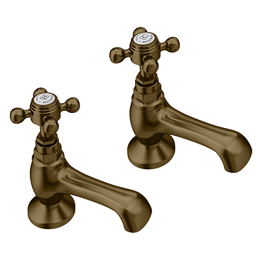 Trafalgar Crosshead Pillar Bath Taps (Pair) Antique Brass