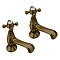 Trafalgar Crosshead Pillar Basin Taps (Pair) Antique Brass