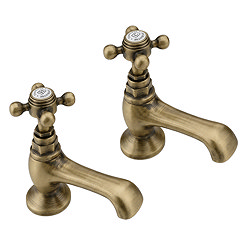 Trafalgar Crosshead Pillar Bath Taps (Pair) Antique Brass
