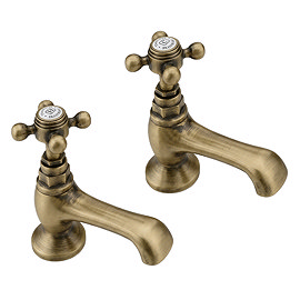 Trafalgar Crosshead Pillar Bath Taps (Pair) Antique Brass
