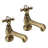 Trafalgar Crosshead Pillar Bath Taps (Pair) Antique Brass