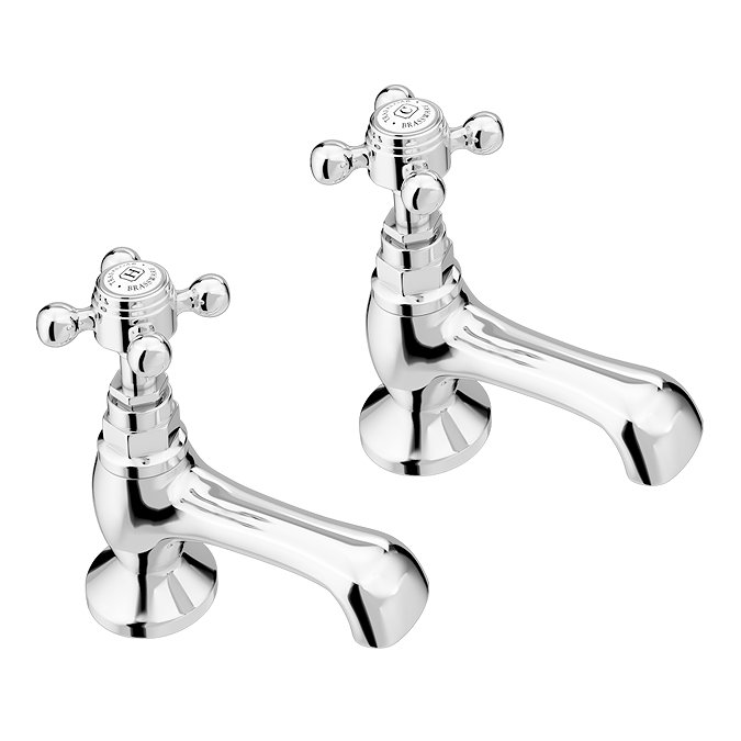 Trafalgar Crosshead Pillar Bath Taps (Pair) Chrome