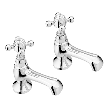 Trafalgar Traditional Crosshead Pillar Bath Taps (Pair) Chrome