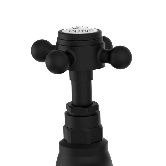 Trafalgar Traditional Crosshead Pillar Bath Taps (Pair) Matt Black